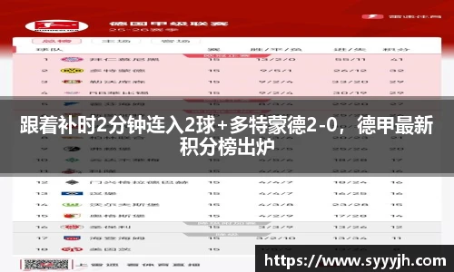 跟着补时2分钟连入2球+多特蒙德2-0，德甲最新积分榜出炉
